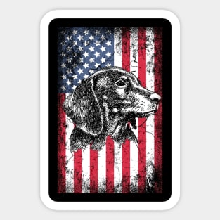 Patriotic Dachshunds American Flag Sticker